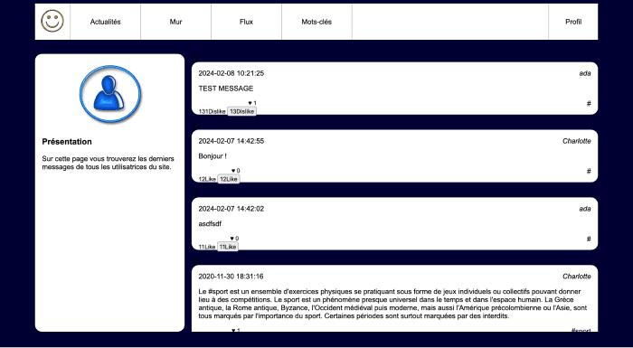 screenshot of the project's homepage before redesign