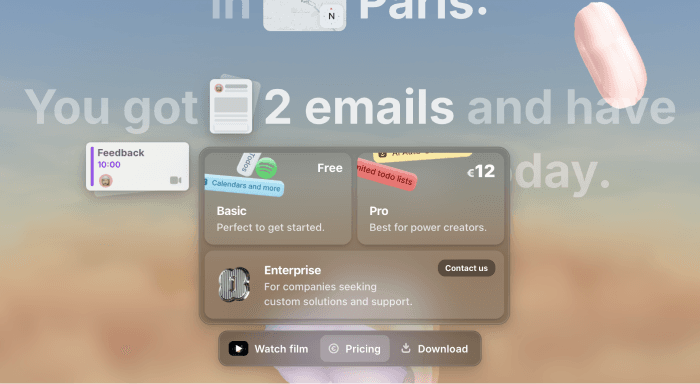 A screenshot of Amie's website's navbar.