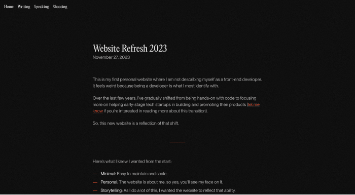 A screenshot of Pedro Duarte's website's blog.